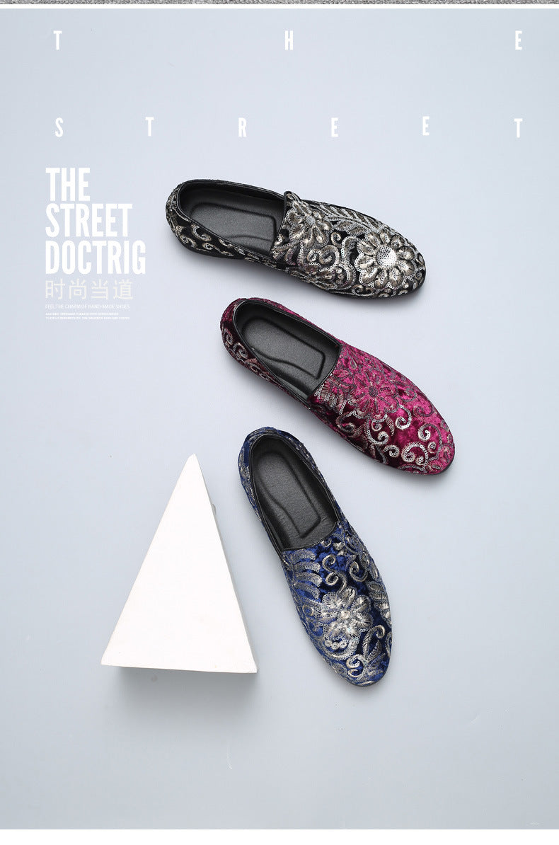 2025 New Large Size Men's Casual Fashion Sequined Shoes Slip-On Shoes Peas Shoes Casual and Easiest for Match