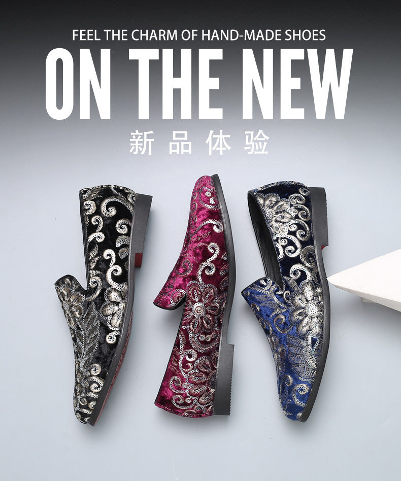 2025 New Large Size Men's Casual Fashion Sequined Shoes Slip-On Shoes Peas Shoes Casual and Easiest for Match