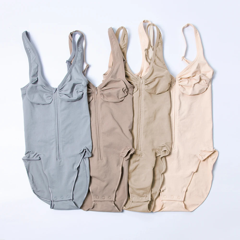 Bodysuit Gainant Femme Col V – Fermeture Éclair Invisible, Sans Couture, Slim