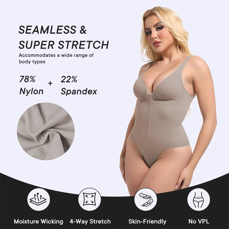 Custom Women's Thin Firm Breathable Compression Bodysuit Shapewear Seamless Tummy Underwear Nylon Spandex Abdomen Waist Trainer