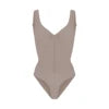 Bodysuit Gainant Femme Col V – Fermeture Éclair Invisible, Sans Couture, Slim