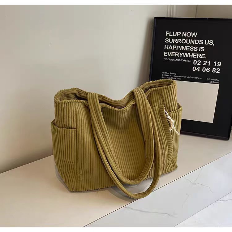 Sac Cabas Velours Côtelé Femme Grande Capacité – Tote Bag Casual Tendance