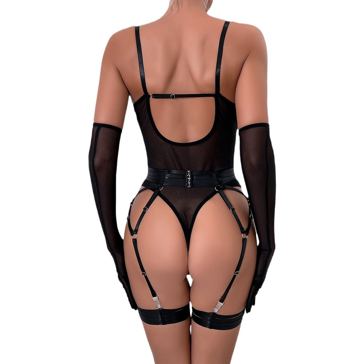 Europe and the United States cross-border AliExpress fully managed hot sexy underwear strap stitching slim fit with gloves three-piece in stock