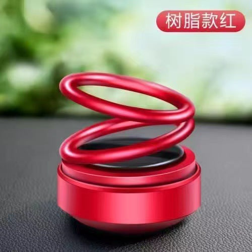 Solar Double Ring Suspended Rotating Aromatherapy Gradient Car Perfume Holder Long-Lasting Light Fragrance Car Interior Decoration Ornaments