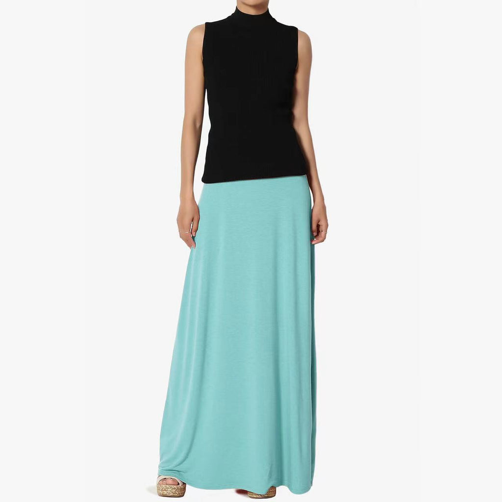 Jupe Longue Taille Haute Femme – Coton Confortable, Style Casual Élégant