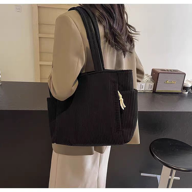 Sac Cabas Velours Côtelé Femme Grande Capacité – Tote Bag Casual Tendance