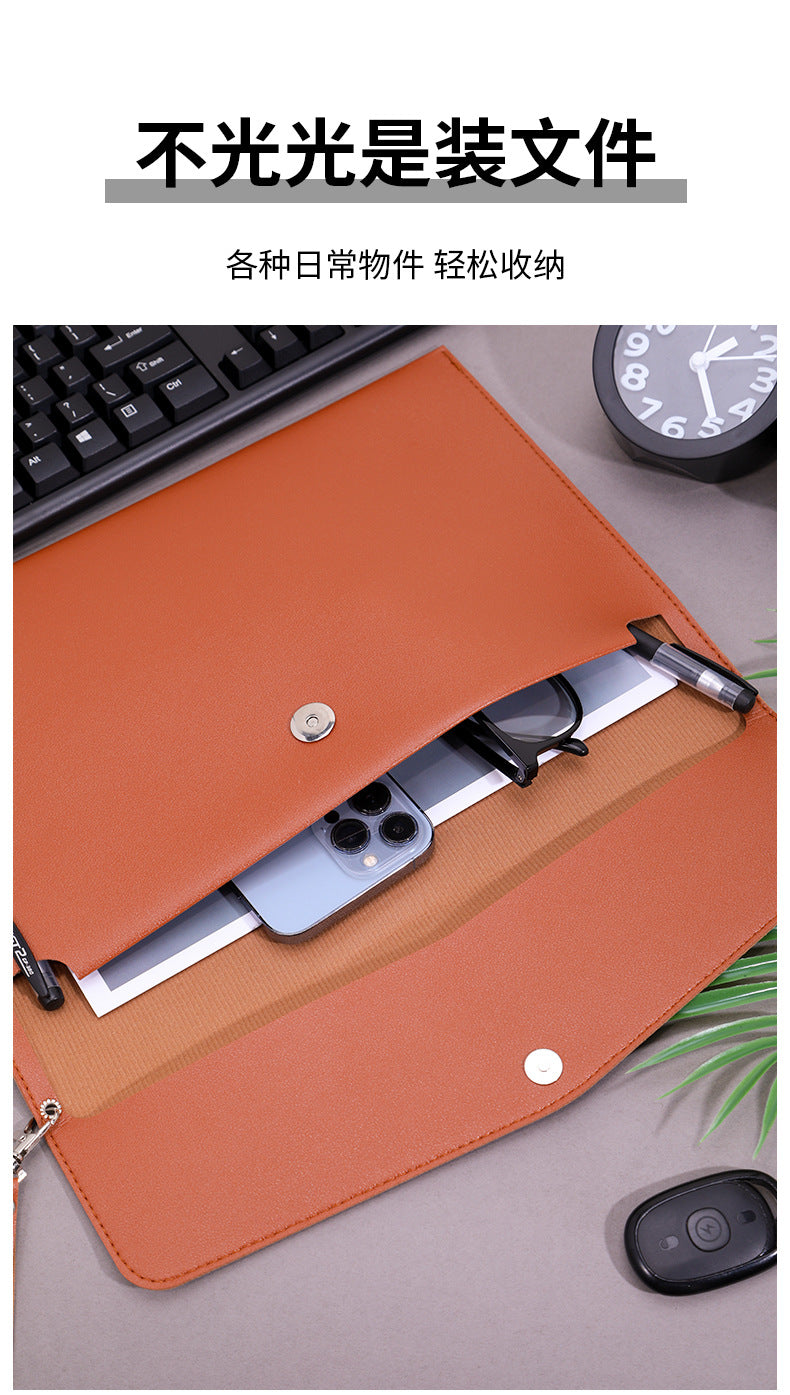 A4 leather file bag with portable A5 briefcase file bag advertising file bag custom contract bag printable logo