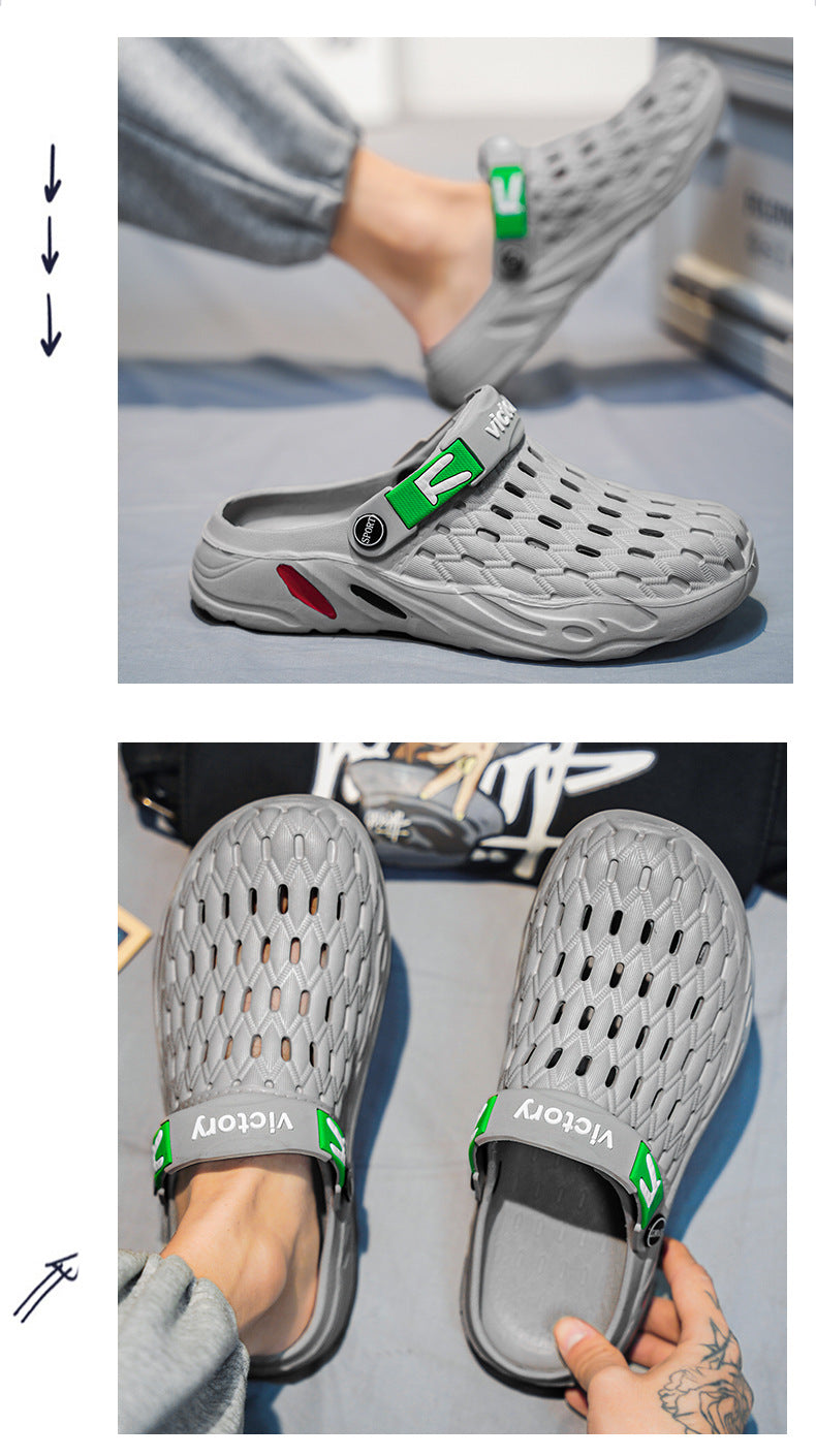 Hole Shoes Casual Thick-soled Non-slip Wear-resistant Beach Sandals Cross-border Large Size Dung-feeling Summer New Style Outer Wear Slippers