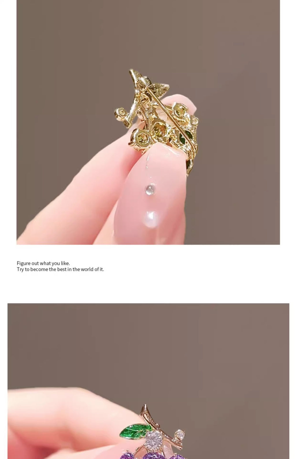 Mini Exquisite Grape Small Pin Elegant All-match Suit Brooch Cute Anti-light Fixed Buckle Women's Pressage Flap Purple