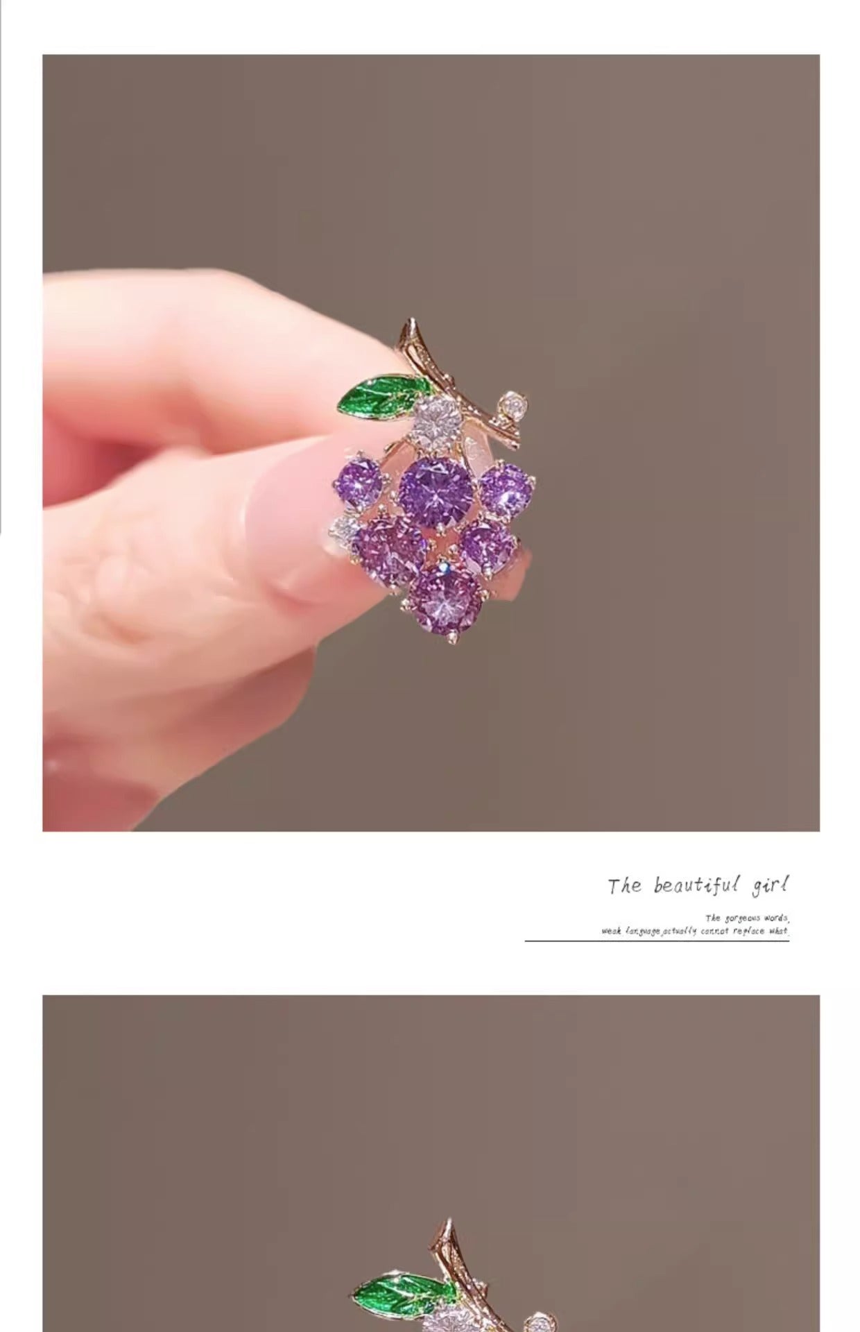 Mini Exquisite Grape Small Pin Elegant All-match Suit Brooch Cute Anti-light Fixed Buckle Women's Pressage Flap Purple