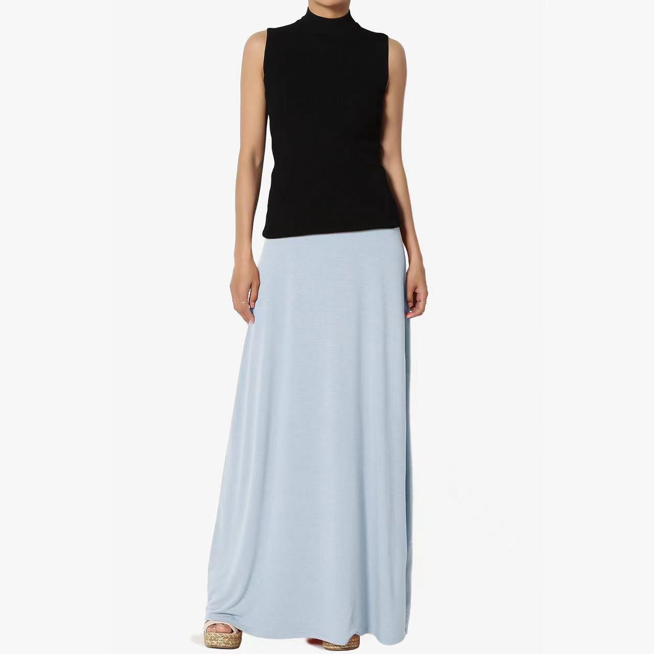 Jupe Longue Taille Haute Femme – Coton Confortable, Style Casual Élégant