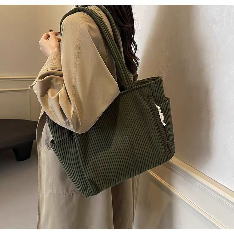 Sac Cabas Velours Côtelé Femme Grande Capacité – Tote Bag Casual Tendance