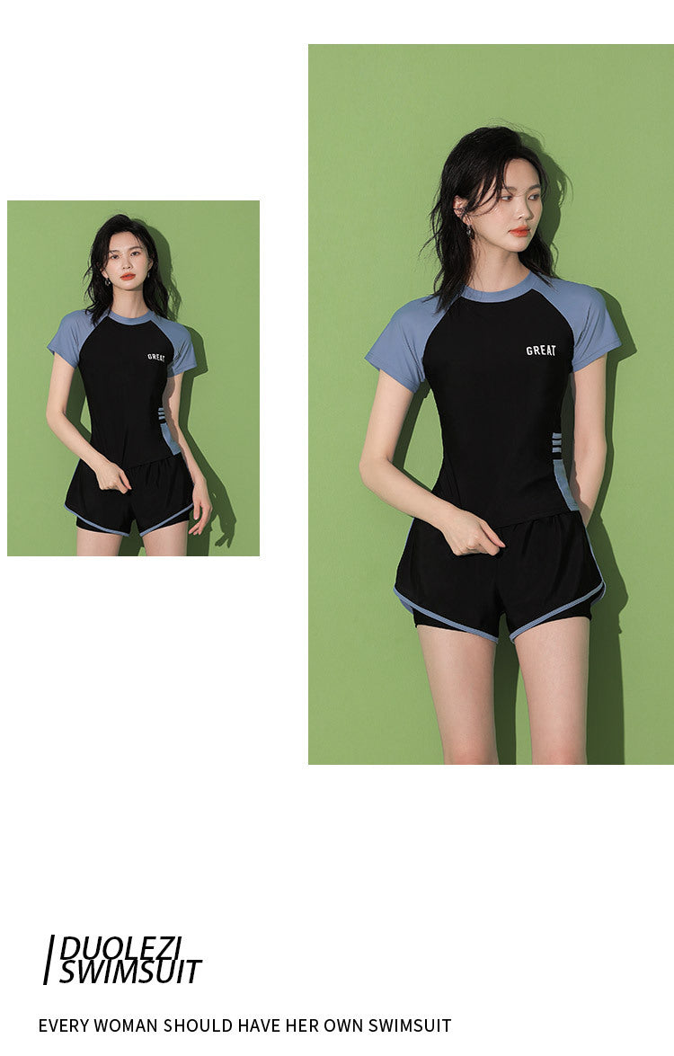 [Hot-Selling Item] Women's Swimsuit Split Large Size Fat mm Conservative Student High-End Hot Spring Boxer Swimsuit