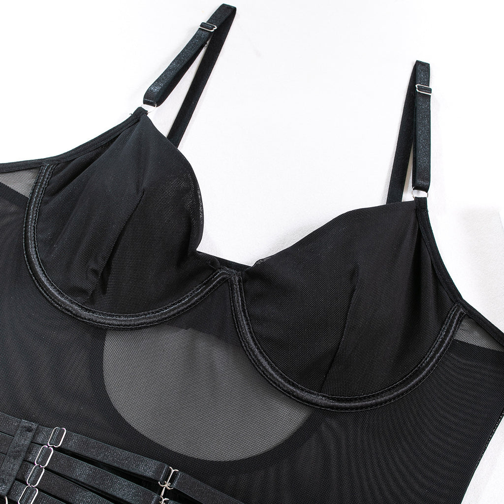 Lingerie Sexy Trois Pièces Dentelle avec Gants – Bralette, Culotte & Gants