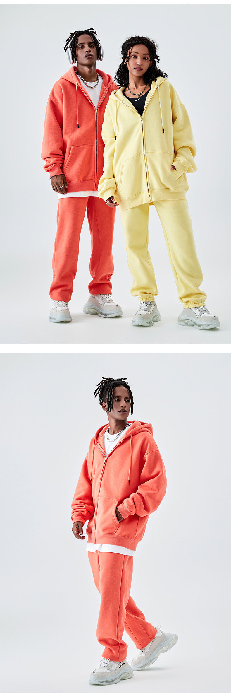 Tilani Men's Sweatshirt Cross-Border Casual Sports Suit Fashionable Pure Color Sweatshirt for Men and Women Simple Zipper Hoodie