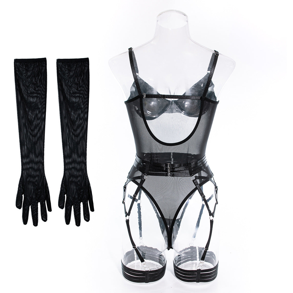 Lingerie Sexy Trois Pièces Dentelle avec Gants – Bralette, Culotte & Gants