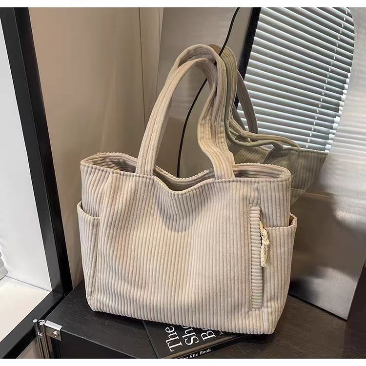 Sac Cabas Velours Côtelé Femme Grande Capacité – Tote Bag Casual Tendance