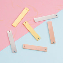 Spot Mirror Stainless Steel Rectangular Double Hole Connector Geometric Glossy Tag Can Be Engraved 1.5*6*35mm