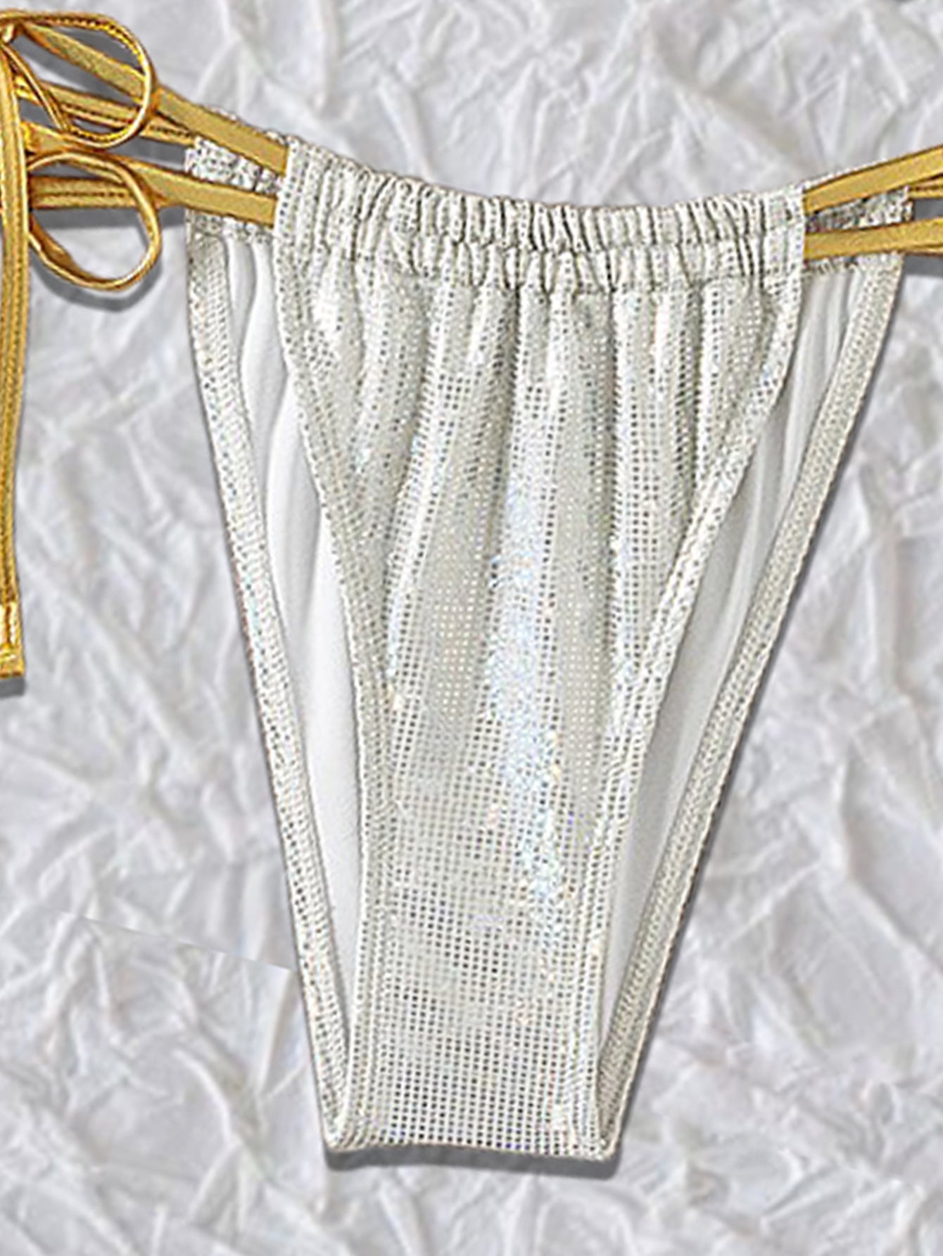 Cross-border Amazon Split Bronzing Swimsuit Neck Strap Shell Jewelry Pendant Women's Bikini Sexy Beach Suit