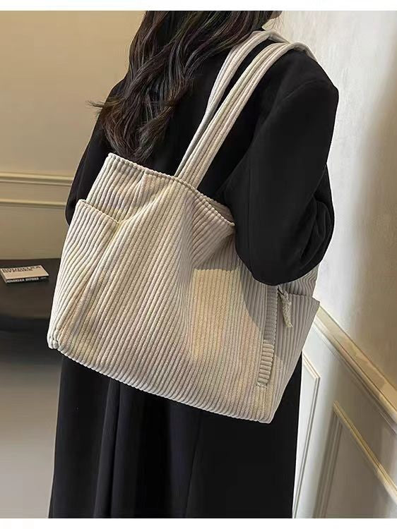 Sac cabas velours côtelé – Grande capacité
