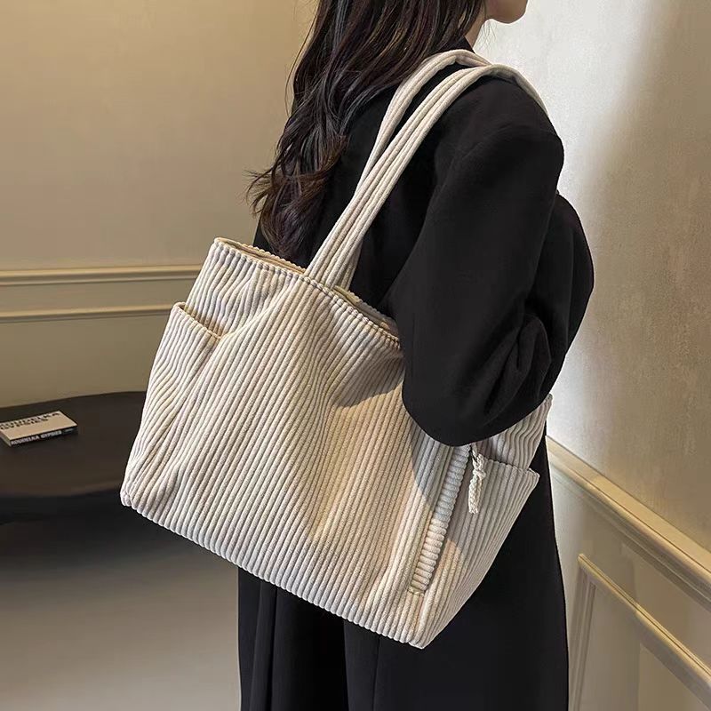 Sac Cabas Velours Côtelé Femme Grande Capacité – Tote Bag Casual Tendance