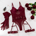 Lingerie Sexy Trois Pièces Dentelle – Bralette, Culotte & Gants Reine de Bal
