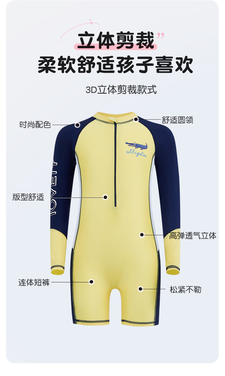 Maillot de Bain Garçon Enfant – Anti-UV, Séchage Rapide, Motif Crocodile