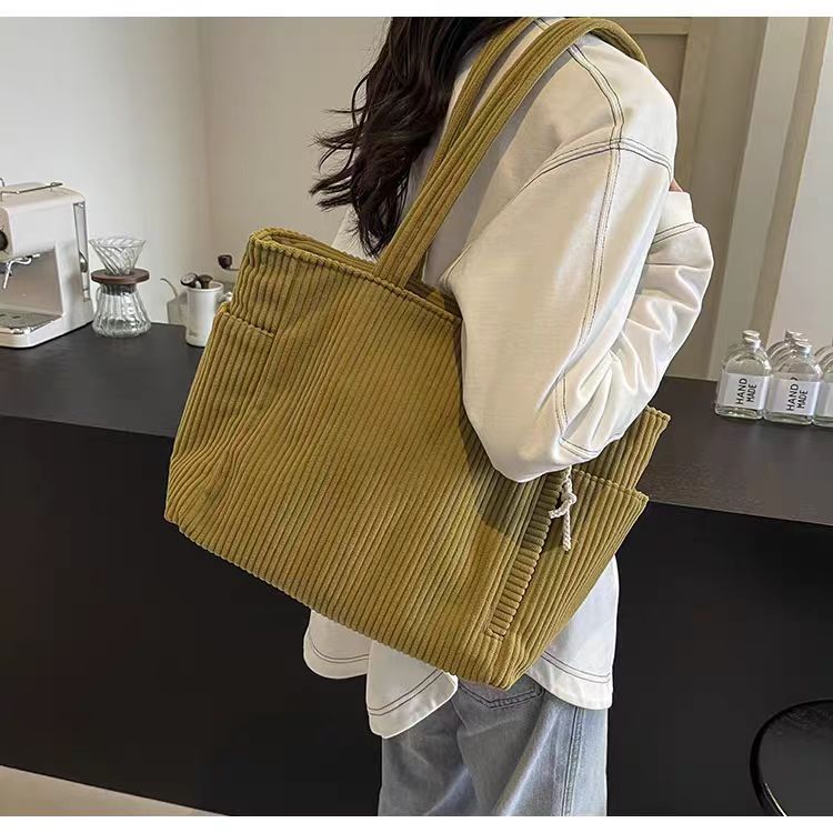 Sac Cabas Velours Côtelé Femme Grande Capacité – Tote Bag Casual Tendance