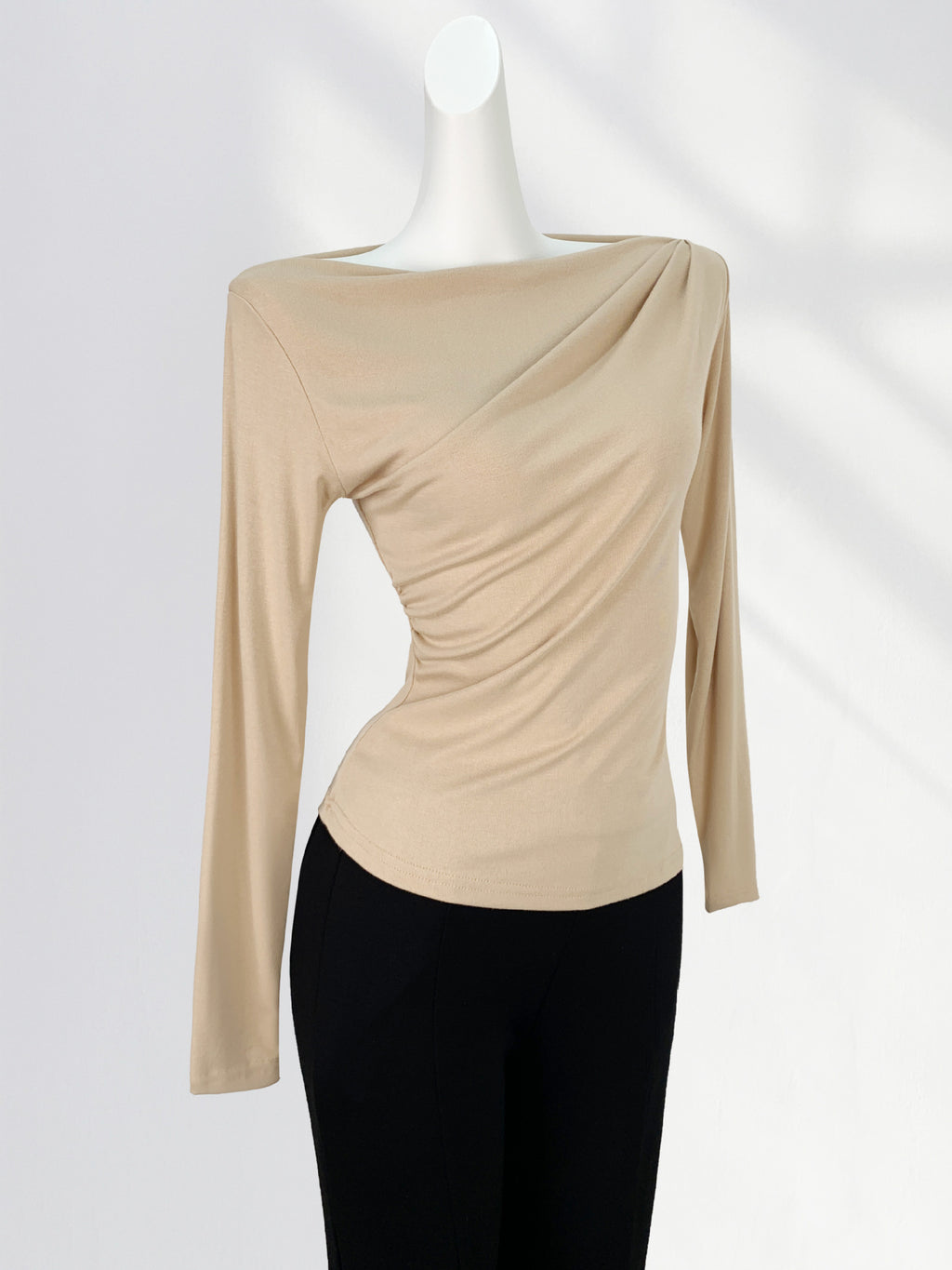 T-Shirt Femme Épaules Dénudées Manches Longues – Modal Doux, Coupe Ample