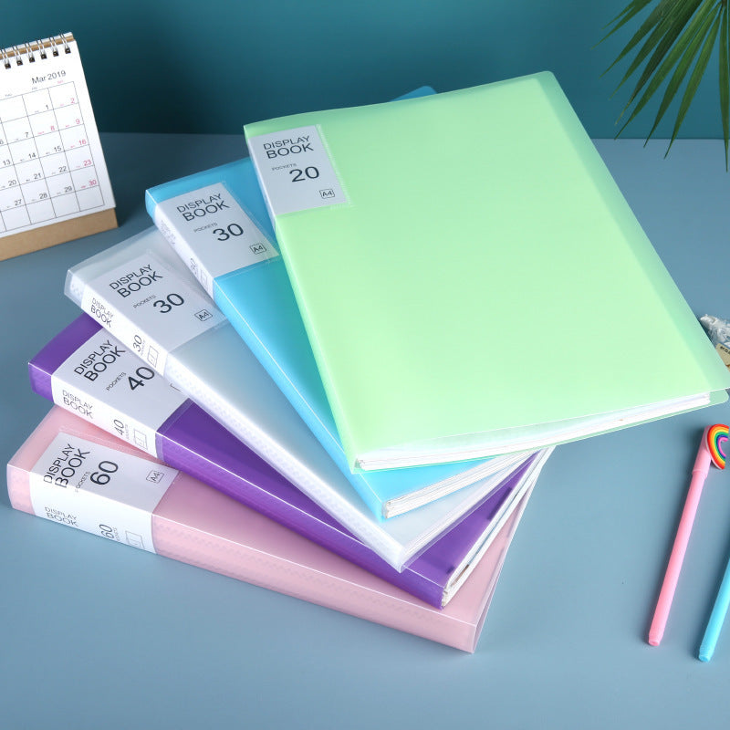 Chemise Porte-Documents A4 Transparente – Couleurs Bonbon, 20 à 100 Pages