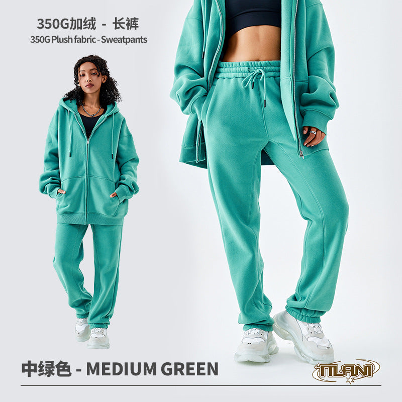 Tilani Men's Sweatshirt Cross-Border Casual Sports Suit Fashionable Pure Color Sweatshirt for Men and Women Simple Zipper Hoodie