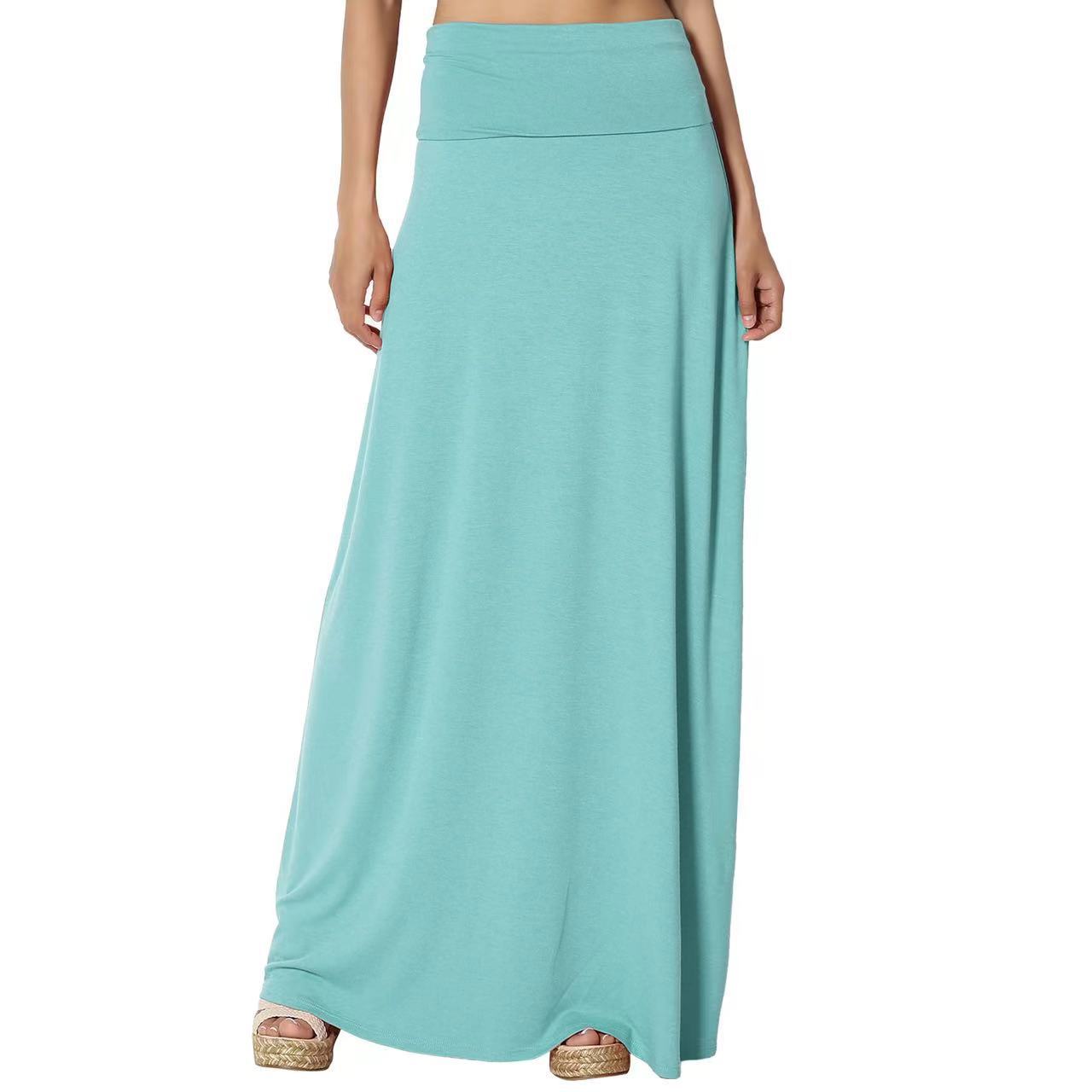 Jupe Longue Taille Haute Femme – Coton Confortable, Style Casual Élégant