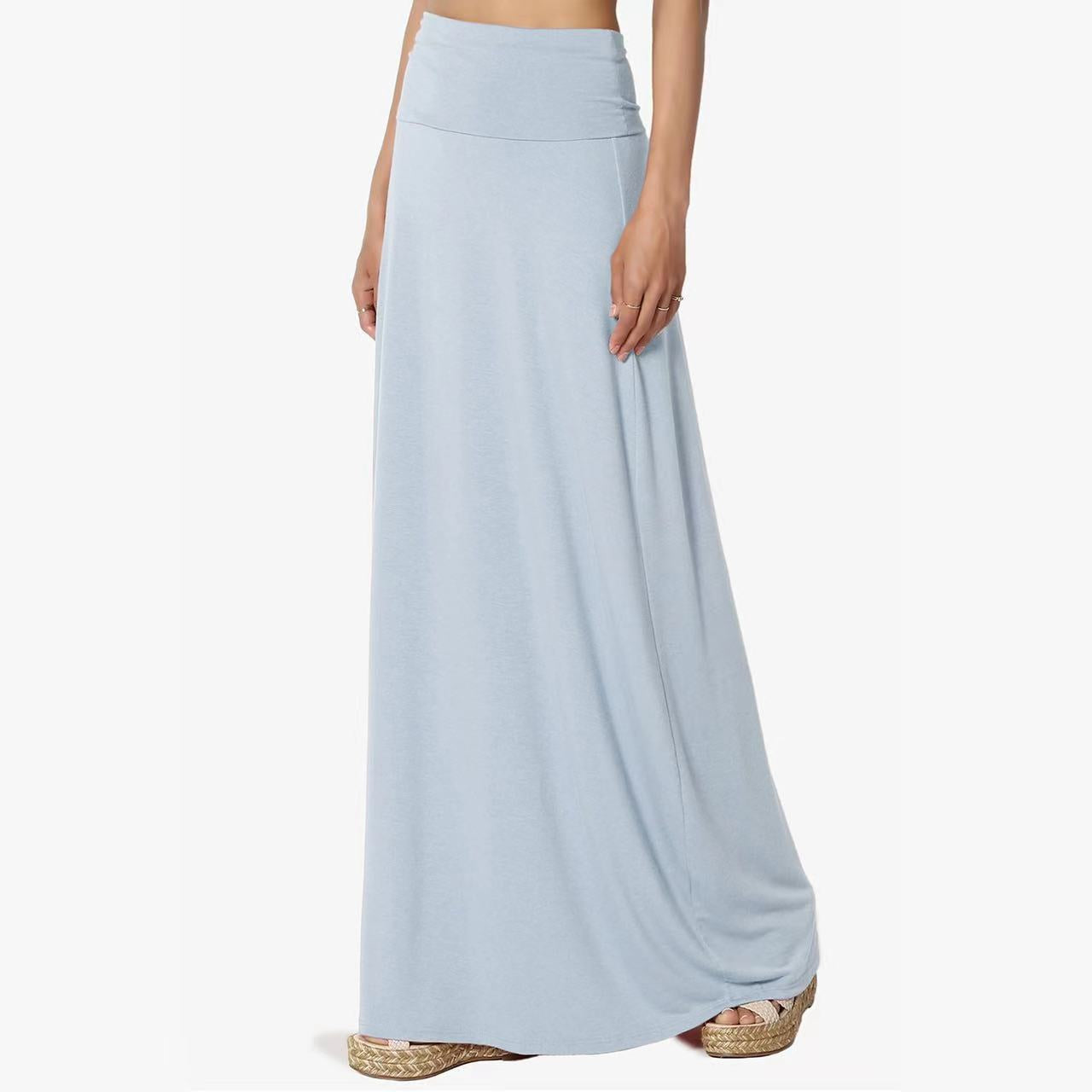 Jupe Longue Taille Haute Femme – Coton Confortable, Style Casual Élégant