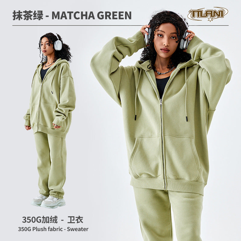 Tilani Men's Sweatshirt Cross-Border Casual Sports Suit Fashionable Pure Color Sweatshirt for Men and Women Simple Zipper Hoodie