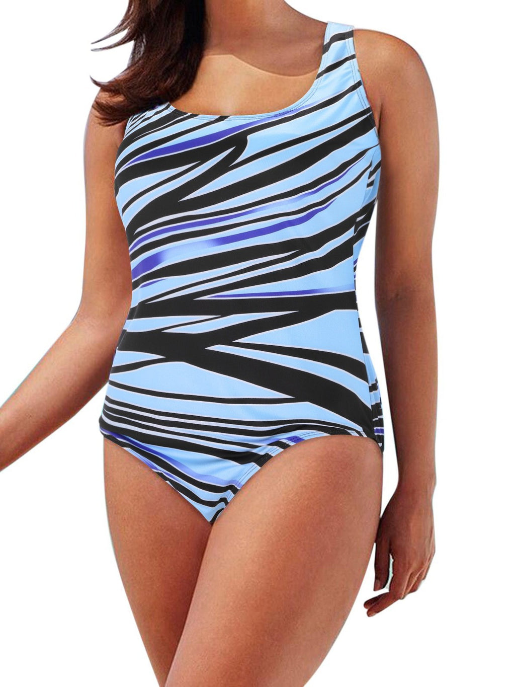 Cross-border new European and American women's one-piece swimsuit plus size plus fat gradient rainbow strip AliExpress bikini swimsuit