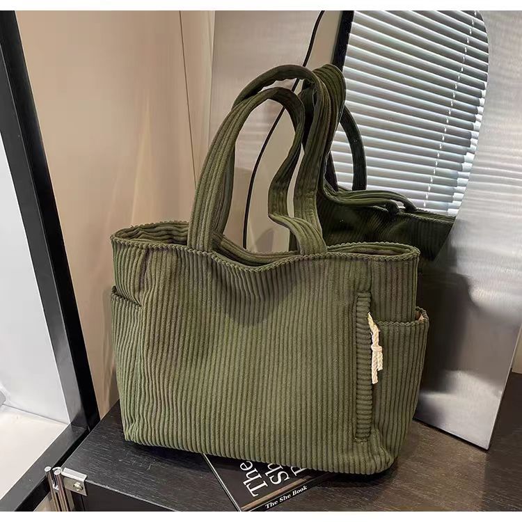 Sac Cabas Velours Côtelé Femme Grande Capacité – Tote Bag Casual Tendance