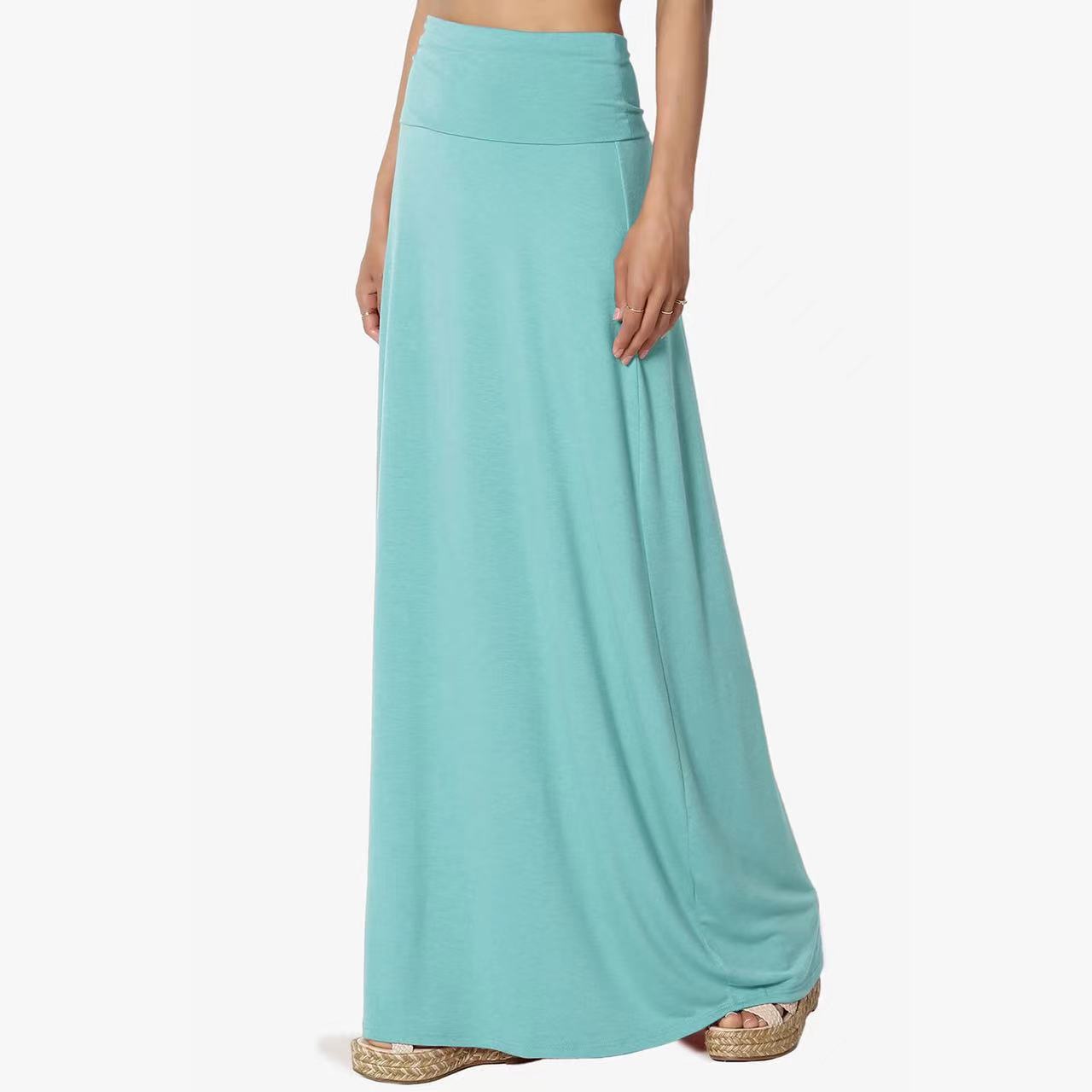 Jupe Longue Taille Haute Femme – Coton Confortable, Style Casual Élégant