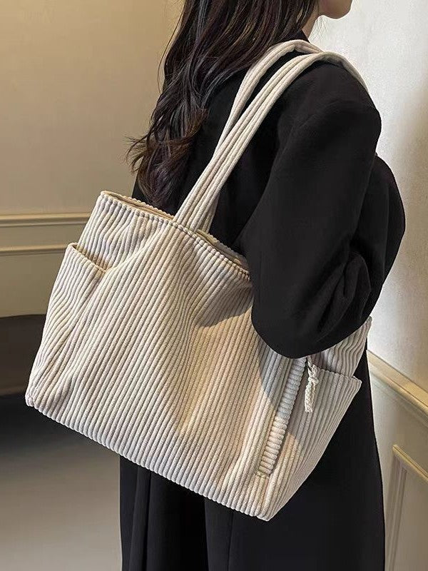 Sac cabas velours côtelé – Grande capacité