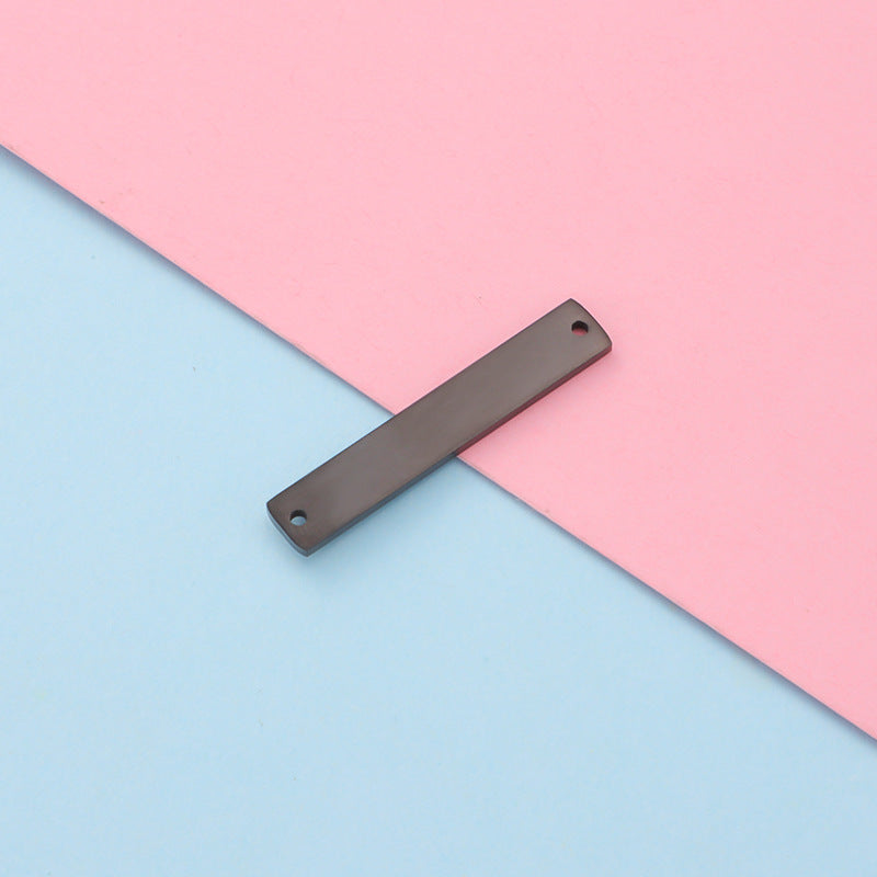 Spot Mirror Stainless Steel Rectangular Double Hole Connector Geometric Glossy Tag Can Be Engraved 1.5*6*35mm
