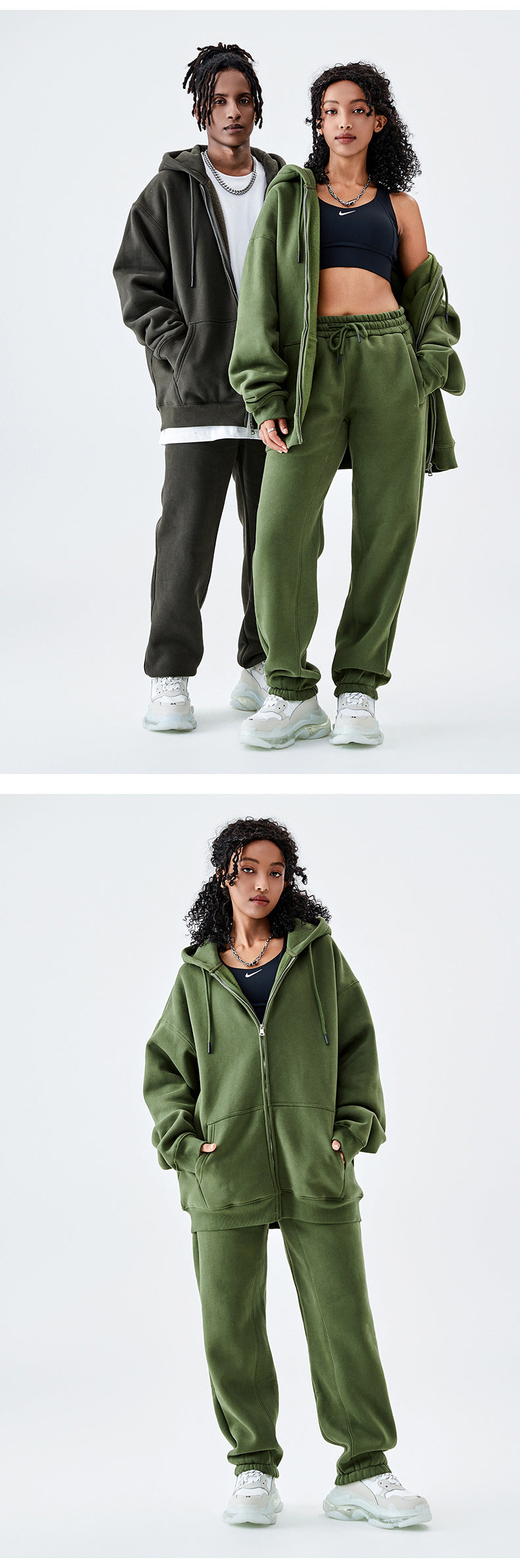 Tilani Men's Sweatshirt Cross-Border Casual Sports Suit Fashionable Pure Color Sweatshirt for Men and Women Simple Zipper Hoodie