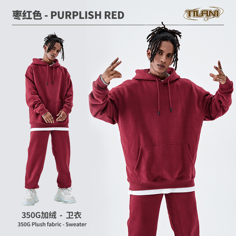 Ensemble Jogging Polaire Homme Femme – Sweat Capuche 350g, Couleur Unie, Chaud