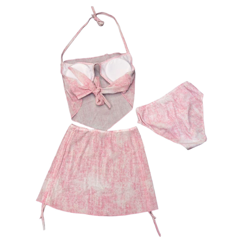 Swimsuit 2025 New Sexy Skirt Bikini Split Three-piece Blouse Slimming Holiday Beach Spa