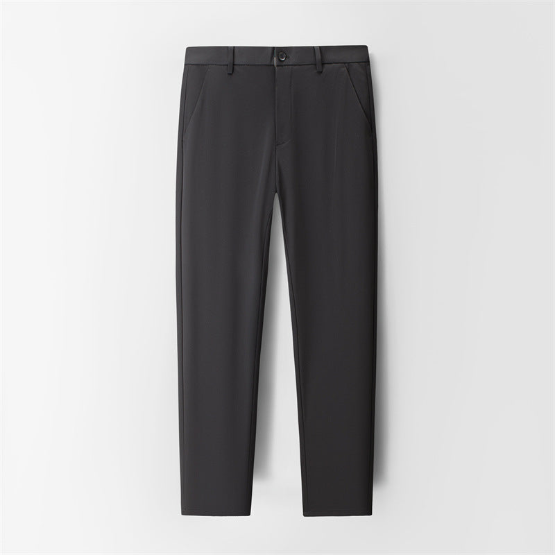 Men's Casual Pants with Mulberry Silk, Ice-Feel Business Commuter Trousers, Summer New High-End Wrinkle-Free Straight-Leg Pants