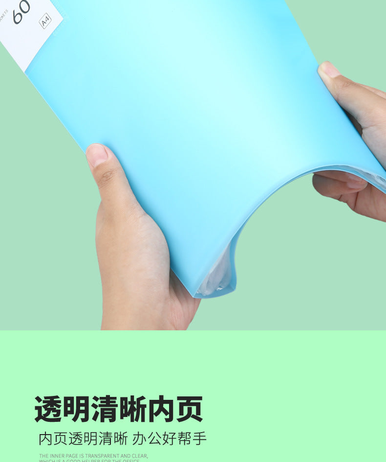 Chemise Porte-Documents A4 Transparente – Couleurs Bonbon, 20 à 100 Pages