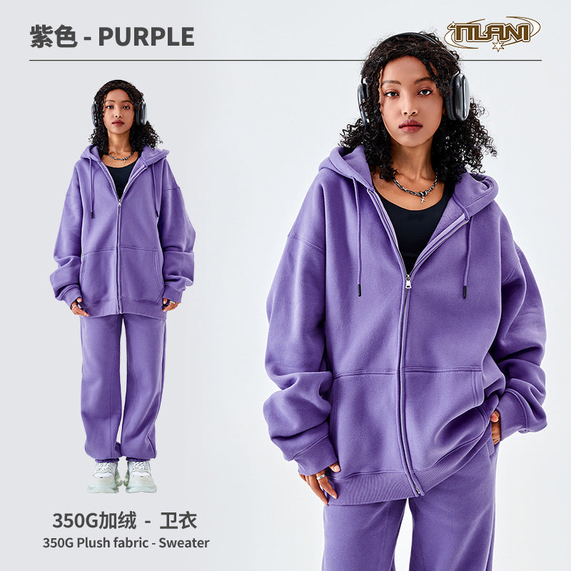 Tilani Men's Sweatshirt Cross-Border Casual Sports Suit Fashionable Pure Color Sweatshirt for Men and Women Simple Zipper Hoodie