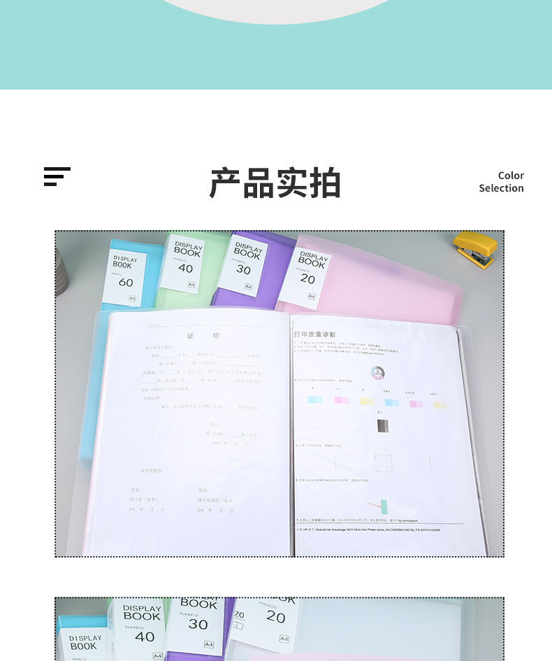 Chemise Porte-Documents A4 Transparente – Couleurs Bonbon, 20 à 100 Pages