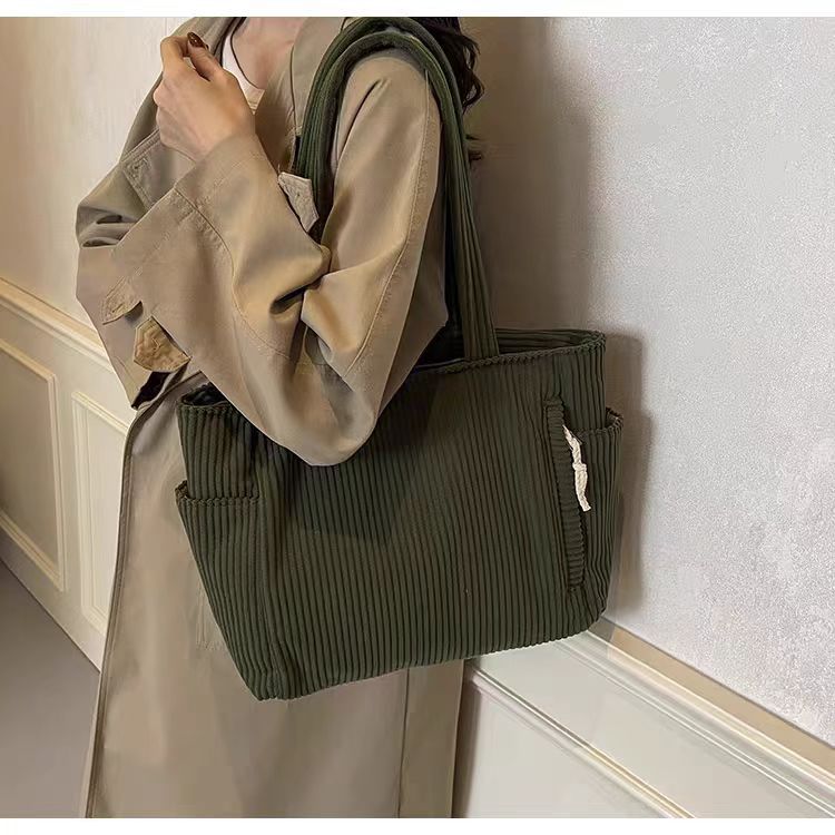 Sac Cabas Velours Côtelé Femme Grande Capacité – Tote Bag Casual Tendance