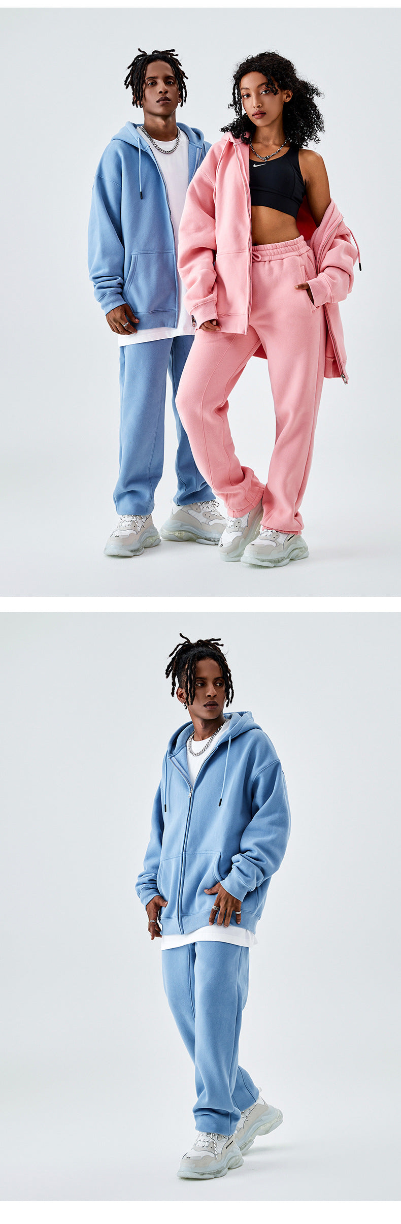 Tilani Men's Sweatshirt Cross-Border Casual Sports Suit Fashionable Pure Color Sweatshirt for Men and Women Simple Zipper Hoodie