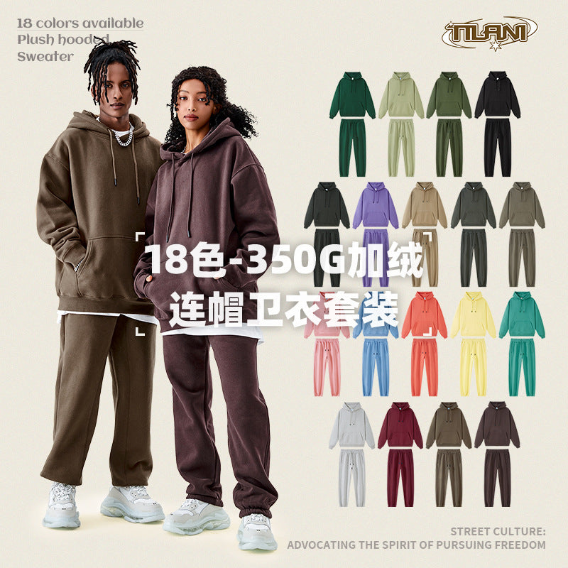 Ensemble Jogging Polaire Homme Femme – Sweat Capuche 350g, Couleur Unie, Chaud