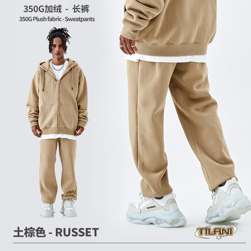 Tilani Men's Sweatshirt Cross-Border Casual Sports Suit Fashionable Pure Color Sweatshirt for Men and Women Simple Zipper Hoodie